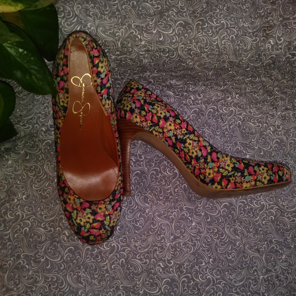 👠Jessica Simpson Floral Heels Sz.9.5 👠
